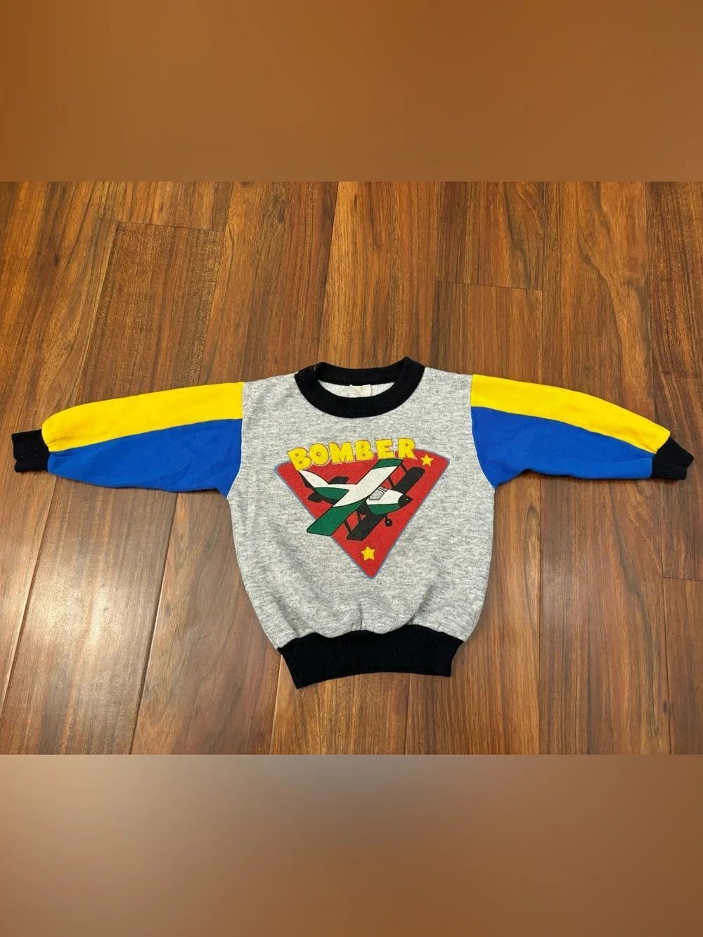 Bomber Airplane Vintage Grey/Blue/Yellow Crewneck Sweatshirt